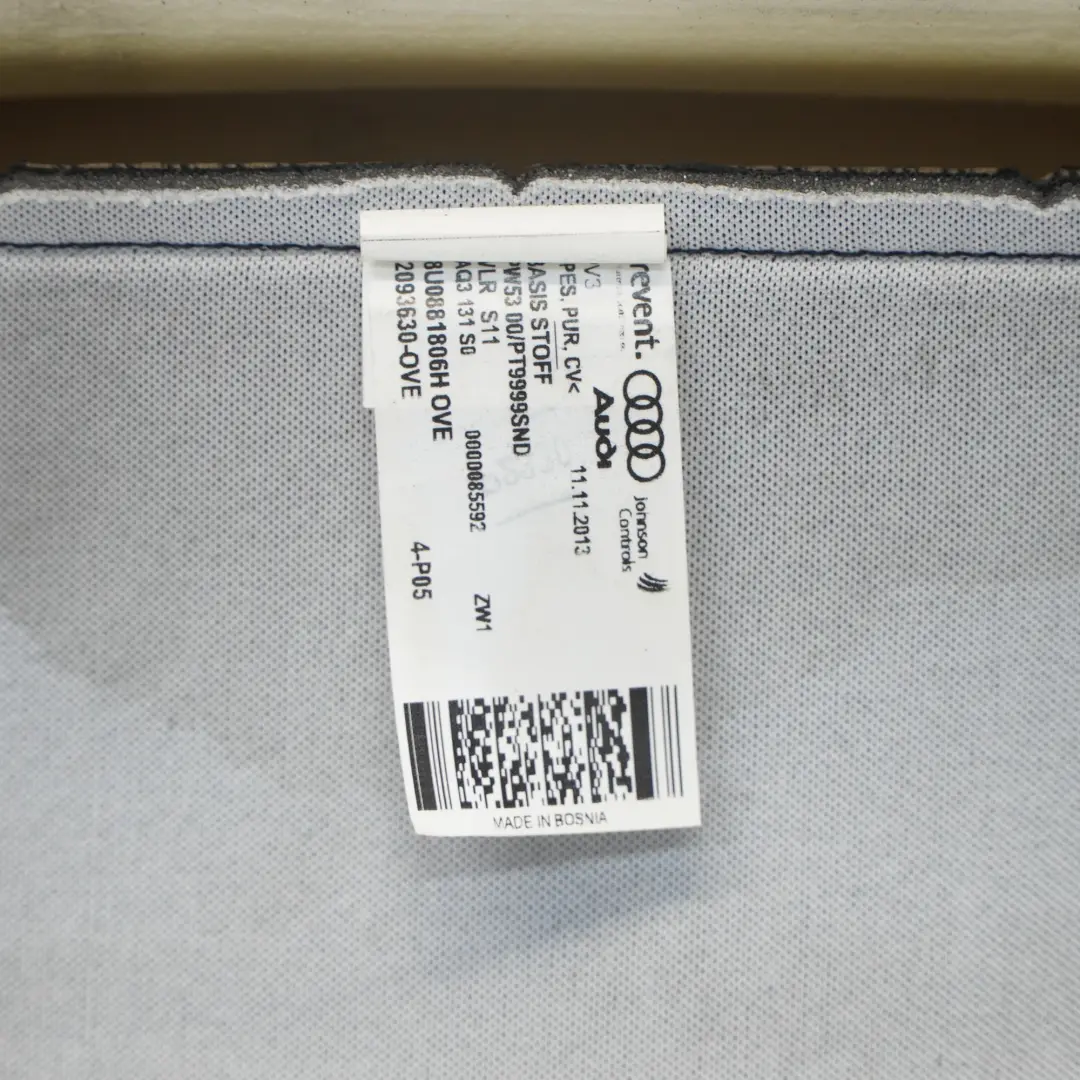 Audi Q3 8U Sedile anteriore destro Interno Tessuto Panno Anima Nero Marrone - SKU 8U0881806H - Numero di parte 8U0881806H