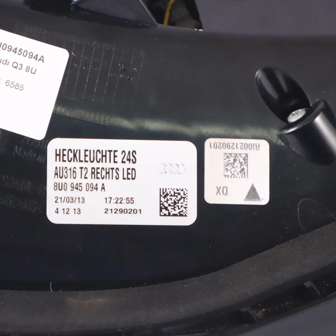 Feu arrière droit pour Audi Q5 FY à propos du numéro de pièce 8U0945094A Audi Q5 FY Feu arrière droit - SKU 8U0945094A - Numéro de pièce 8U0945094A