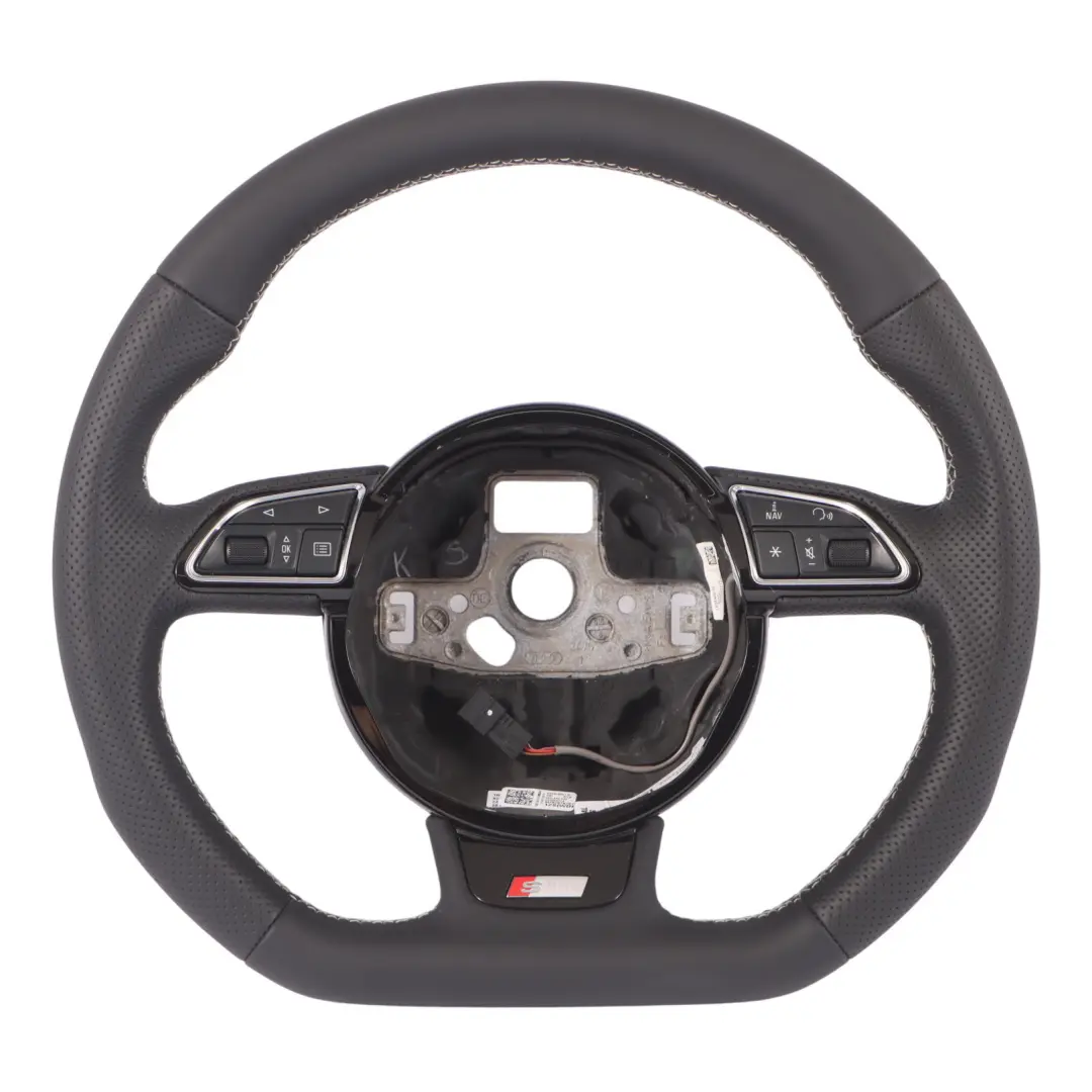 Audi A3 8V S-Line NEW Black Leather Steering Wheel Flat Bottom - SKU 8V0419091R-1 - Part number 8V0419091R