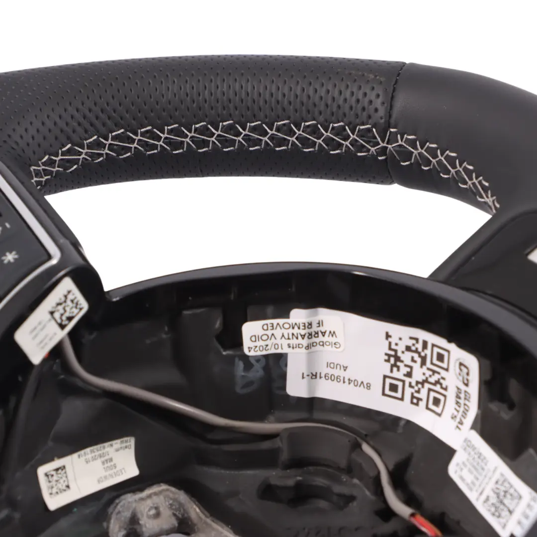 Audi A3 8V S-Line NEW Black Leather Steering Wheel Flat Bottom - SKU 8V0419091R-1 - Part number 8V0419091R