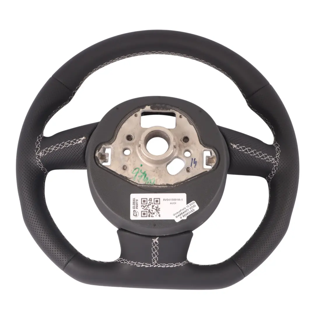 Leather Steering Wheel Flat Bottom to Audi A3 8V S-Line NEW Black with Part number 8V0419091R Audi A3 8V S-Line NEW Black Leather Steering Wheel Flat Bottom - SKU 8V0419091R-1 - Part number 8V0419091R