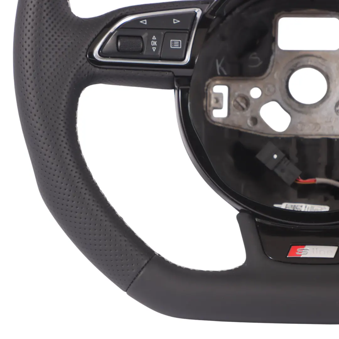 NUEVO Volante Cuero Negro Fondo Plano para Audi A3 8V S-Line con número de pieza 8V0419091R Audi A3 8V S-Line NUEVO Volante Cuero Negro Fondo Plano - SKU 8V0419091R-1 - Número de pieza 8V0419091R