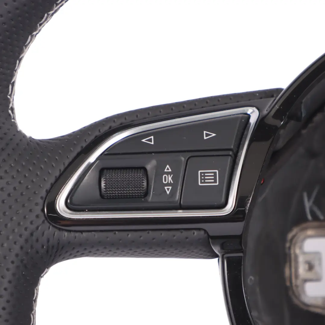 Leather Steering Wheel Flat Bottom to Audi A3 8V S-Line NEW Black with Part number 8V0419091R Audi A3 8V S-Line NEW Black Leather Steering Wheel Flat Bottom - SKU 8V0419091R-1 - Part number 8V0419091R