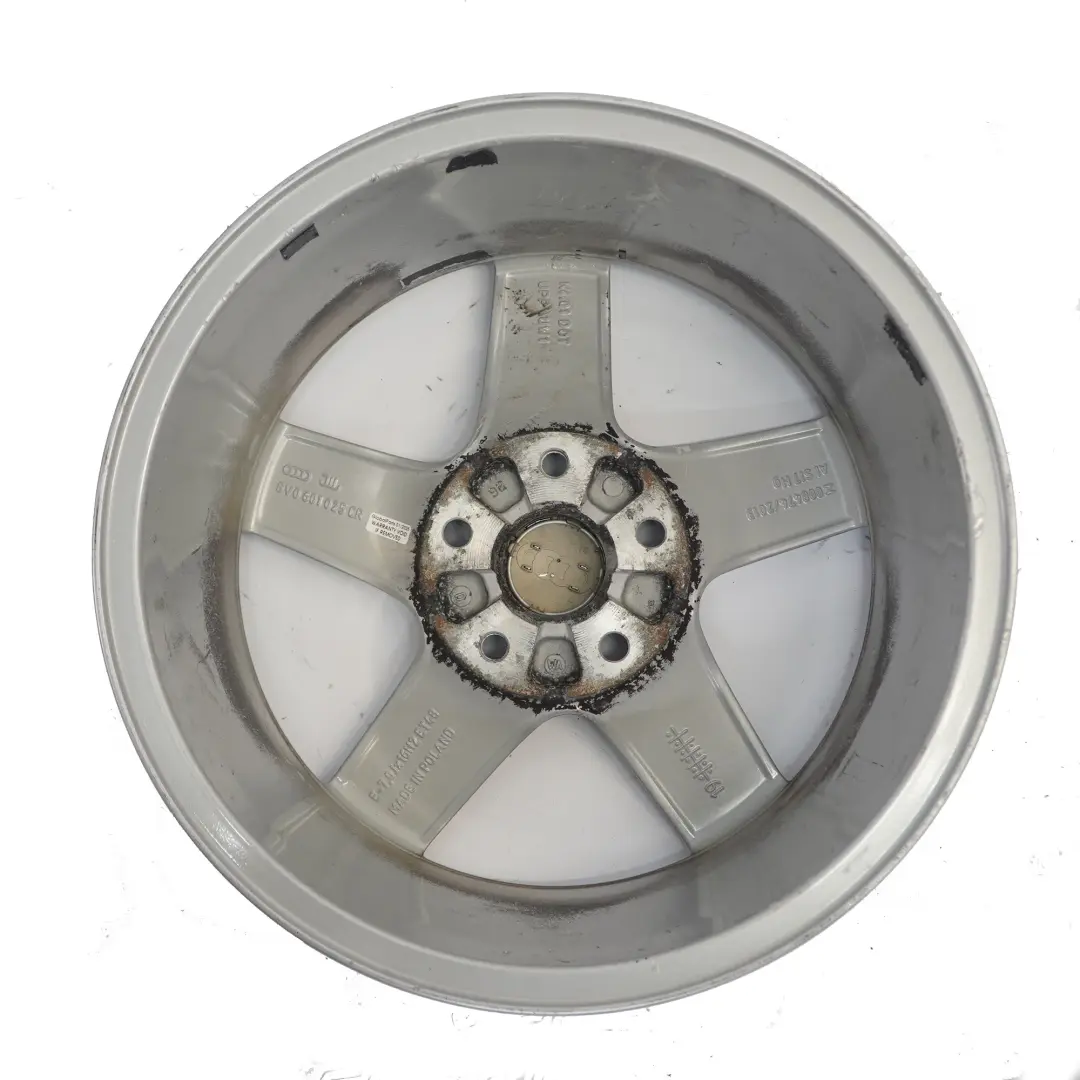 Silberne Leichtmetallfelge 16" 7J ET:48 Sternspeiche für Audi A3 8V mit Teilenummer 8V0601025CR Audi A3 8V Silberne Leichtmetallfelge 16" 7J ET:48 Sternspeiche - SKU 8V0601025CR-1 - Teilenummer 8V0601025CR