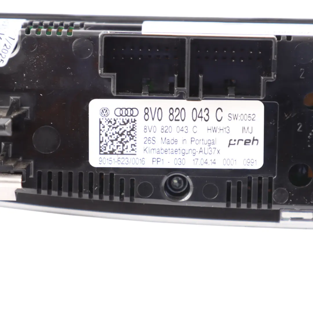 Audi A3 8V Panneau Contrôle Climatisation A/C Climate Interrupteur 8V0820043AM - SKU 8V0820043C - Numéro de pièce 8V0820043C