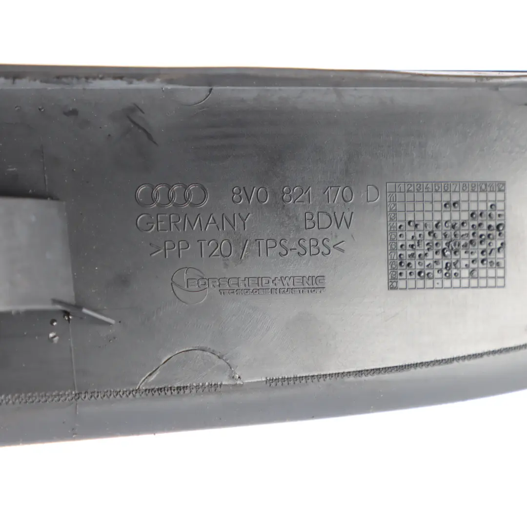 Audi A3 8V Guardabarros Delantero Derecho Wing End Cover Trim - SKU 8V0821170D - Número de pieza 8V0821170D