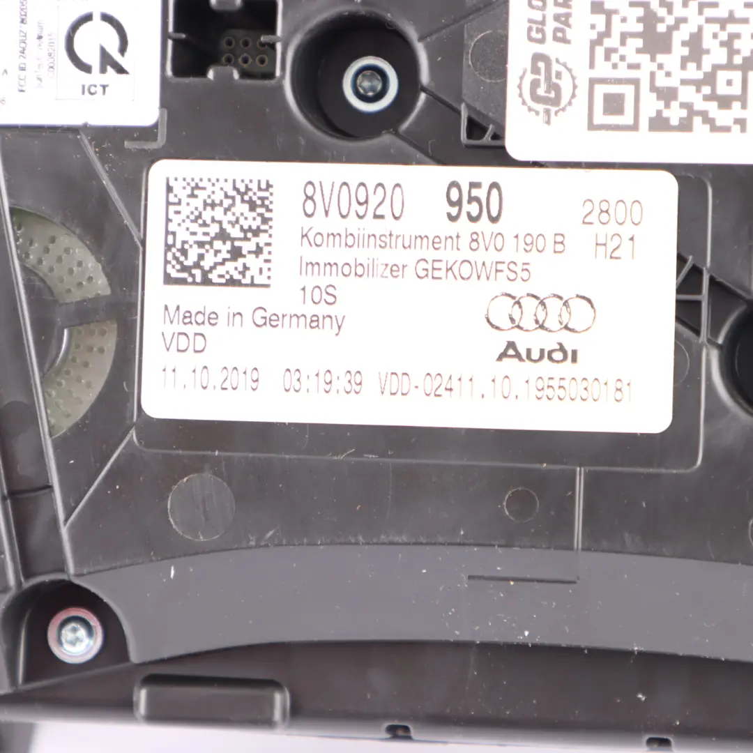 Instrument Cluster Speedometer Clocks Manual Petrol to Audi A3 8V with Part number 8V0920950 Audi A3 8V Instrument Cluster Speedometer Clocks Manual Petrol - SKU 8V0920950 - Part number 8V0920950