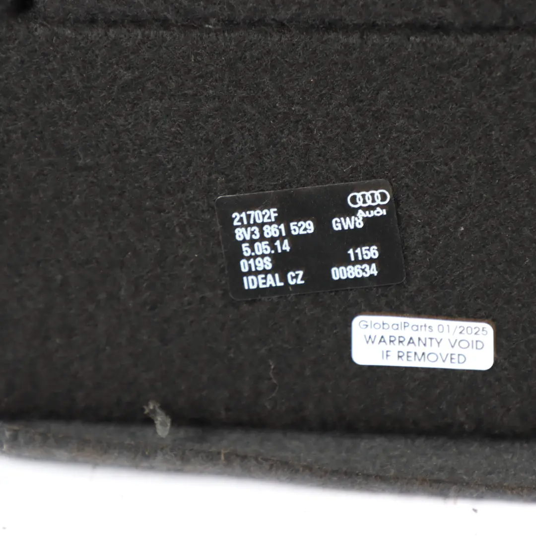 Sportback Podłoga Wykładzina Tapicerka Bagażnika do Audi A3 8V o numerze 8V3861529 Audi A3 8V Sportback Podłoga Wykładzina Tapicerka Bagażnika - SKU 8V3861529 - Numer Części 8V3861529