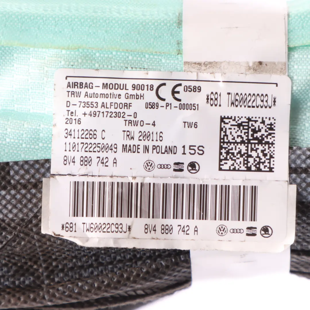 Audi A3 8V Techo Módulo de Aire Cortina Lado Derecho - SKU 8V4880742A - Número de pieza 8V4880742A