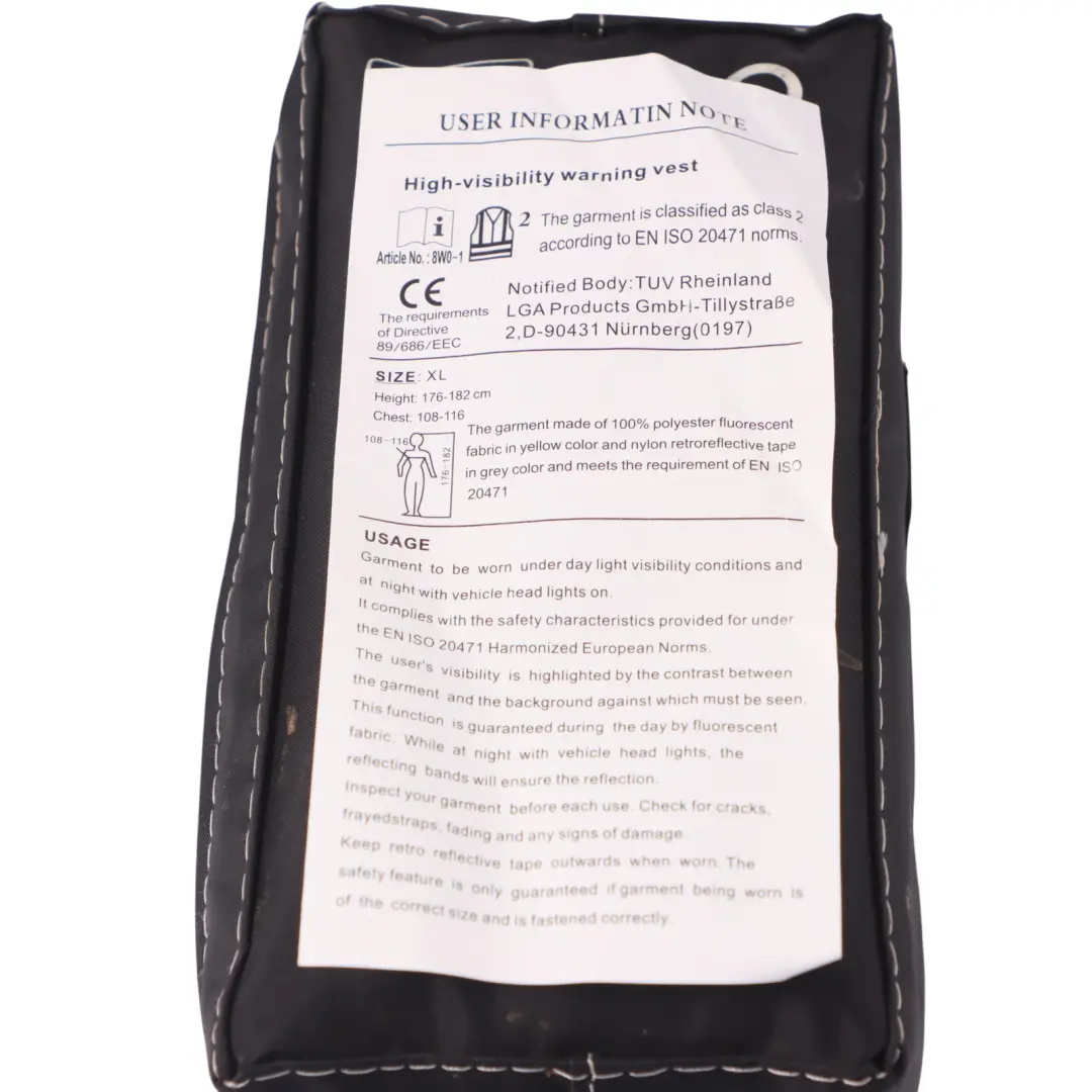 Audi Emergency Bag Trunk Safety Accessorries High Vis Vests - SKU 8W0093056 - Part number 8W0093056