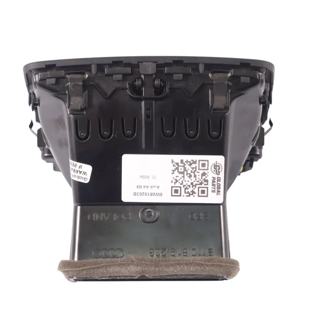 Audi A4 B9 Grille d'aération la console centrale arrière Couvre buse - SKU 8W0819203B - Numéro de pièce 8W0819203B