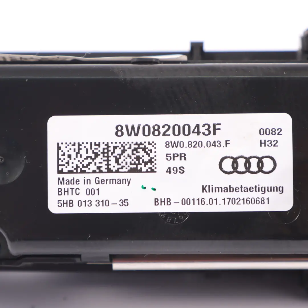 A/C Klimaanlage Heizung Klima Bedien Einheit Panel für Audi A4 B9 mit Teilenummer 8W0820043F Audi A4 B9 A/C Klimaanlage Heizung Klima Bedien Einheit Panel - SKU 8W0820043F - Teilenummer 8W0820043F