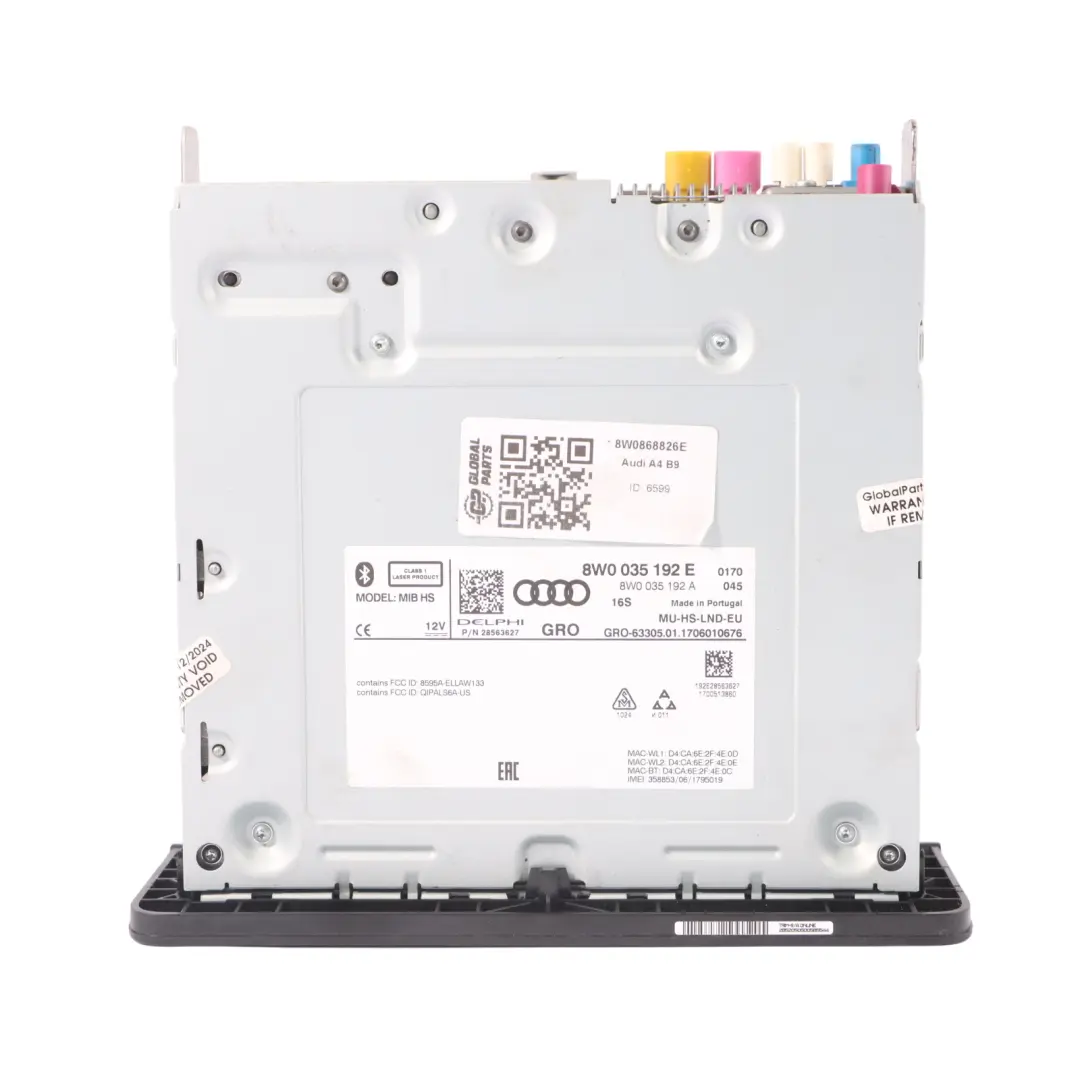 Multimédia Stéréo Sat Nav SD CD Lecteur Radio Tête Unité pour Audi A4 B9 à propos du numéro de pièce 8W0868826E Audi A4 B9 Multimédia Stéréo Sat Nav SD CD Lecteur Radio Tête Unité - SKU 8W0035192E - Numéro de pièce 8W0868826E