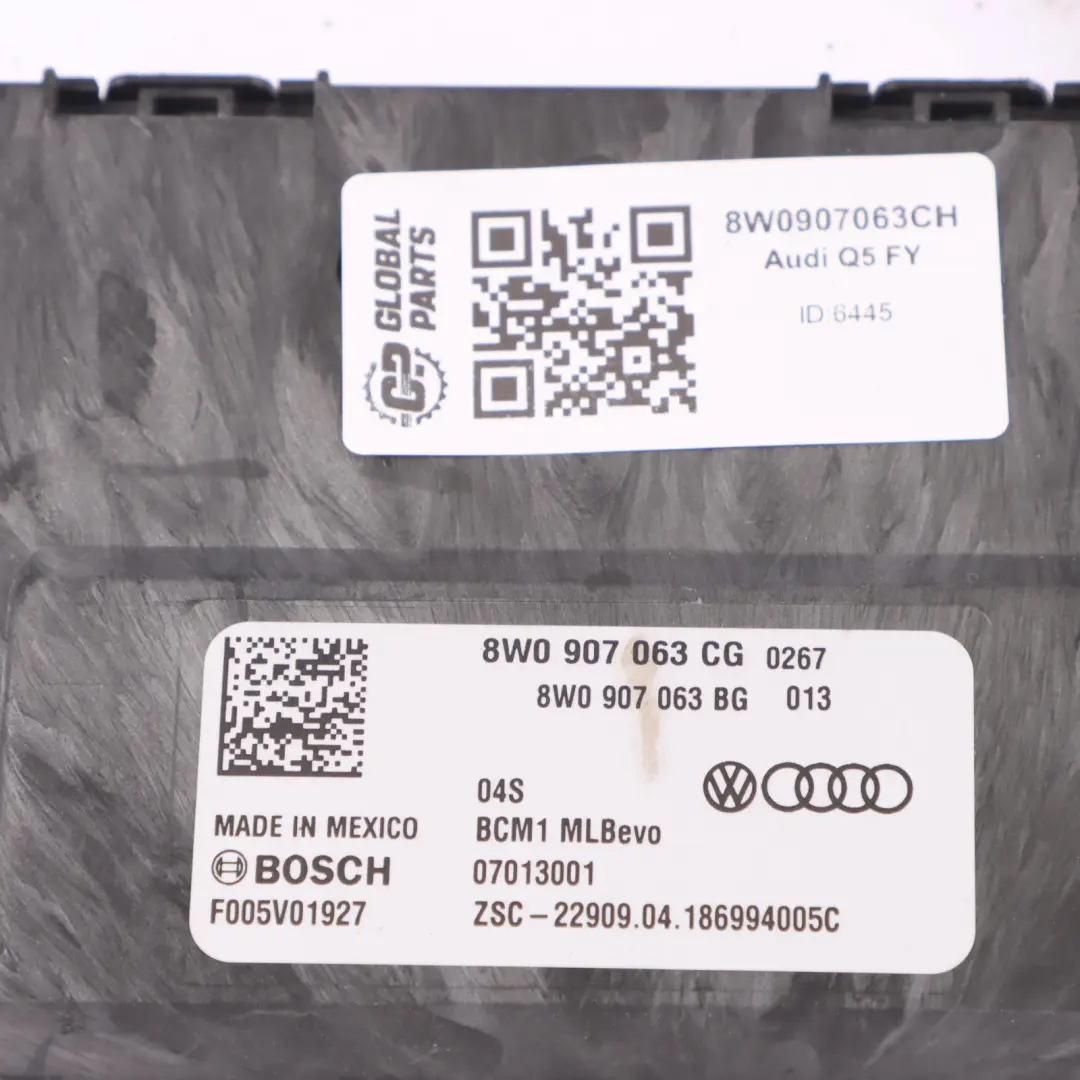 Audi A4 B9 Q5 FY Module l'unité contrôle confort BCM Unité ECU - SKU 8W0907063CH - Numéro de pièce 8W0907063CH