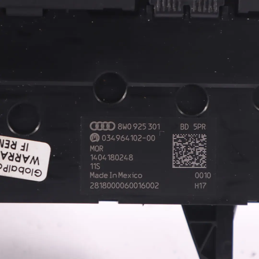 Start Stop Drive Select ESP Panel Interruptores Control para Audi Q5 FY con número de pieza 8W0925301BD Audi Q5 FY Start Stop Drive Select ESP Panel Interruptores Control - SKU 8W0925301BD - Número de pieza 8W0925301BD