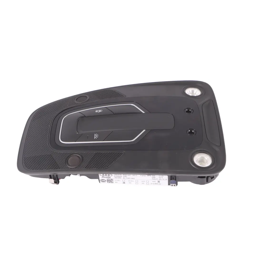 Innen Beleuchtung Dach Schaltereinheit Lampe Leselicht für Audi A4 B9 mit Teilenummer 8W0947135D Audi A4 B9 Innen Beleuchtung Dach Schaltereinheit Lampe Leselicht - SKU 8W0947135D - Teilenummer 8W0947135D