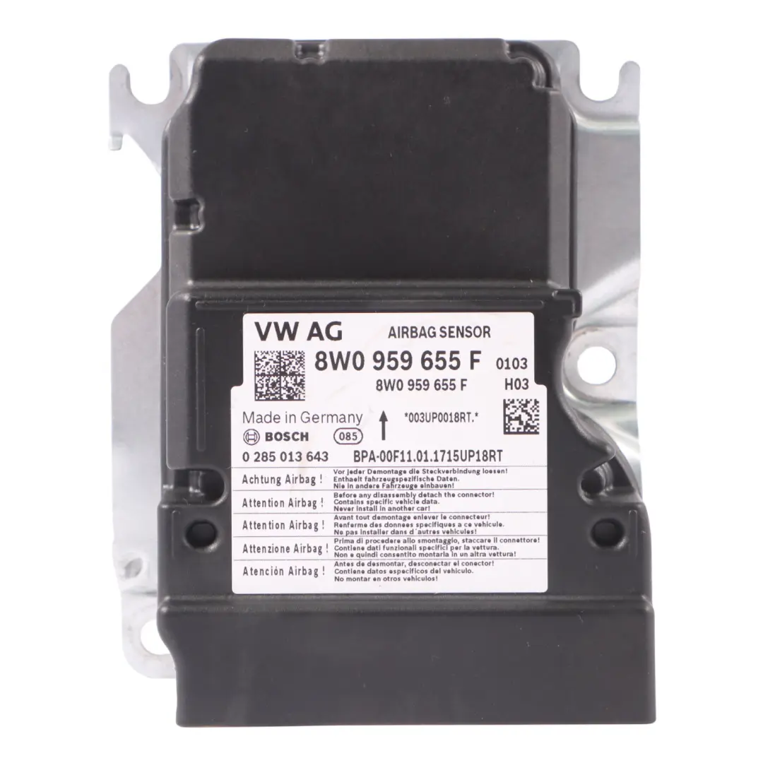 Módulo Aire Unidad De Control De Colisiones ECU para Audi A4 B9 con número de pieza 8W0959655F Audi A4 B9 Módulo Aire Unidad De Control De Colisiones ECU - SKU 8W0959655F - Número de pieza 8W0959655F