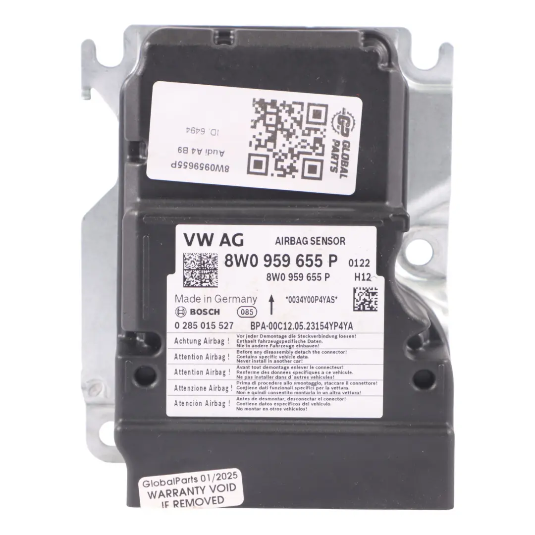 Audi A4 B9 Air Module SRS System Control Sensor ECU Unit - SKU 8W0959655P - Part number 8W0959655P