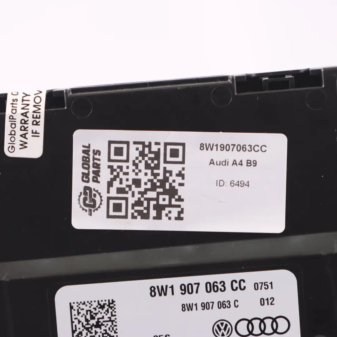 Audi A4 B9 Body Control Comfort Unit Module BCM Unit ECU - SKU 8W1907063CC - Part number 8W1907063CC