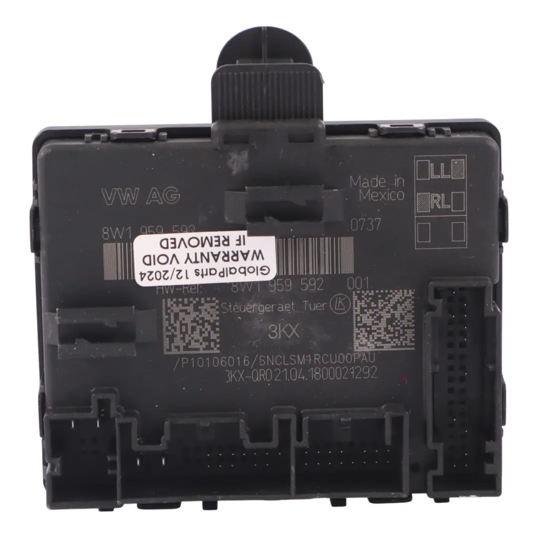 Modulo porta anteriore sinistro unità di controllo ECU per Audi Q5 8R con numero di parte 8W1959592 Audi Q5 8R Modulo porta anteriore sinistro unità di controllo ECU - SKU 8W1959592 - Numero di parte 8W1959592