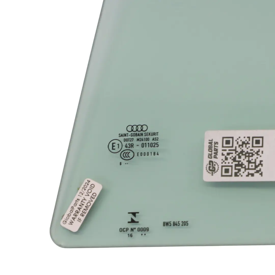 Side Window Glass AS2 Left N/S to Audi A4 B9 Rear with Part number 8W5845205 Audi A4 B9 Rear Side Window Glass AS2 Left N/S - SKU 8W5845205 - Part number 8W5845205
