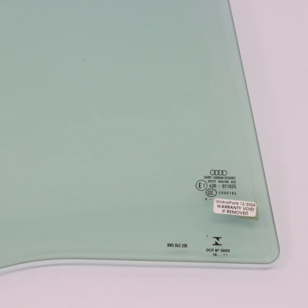 Audi A4 B9 Rear Side Window Glass Right O/S AS2 - SKU 8W5845206 - Part number 8W5845206