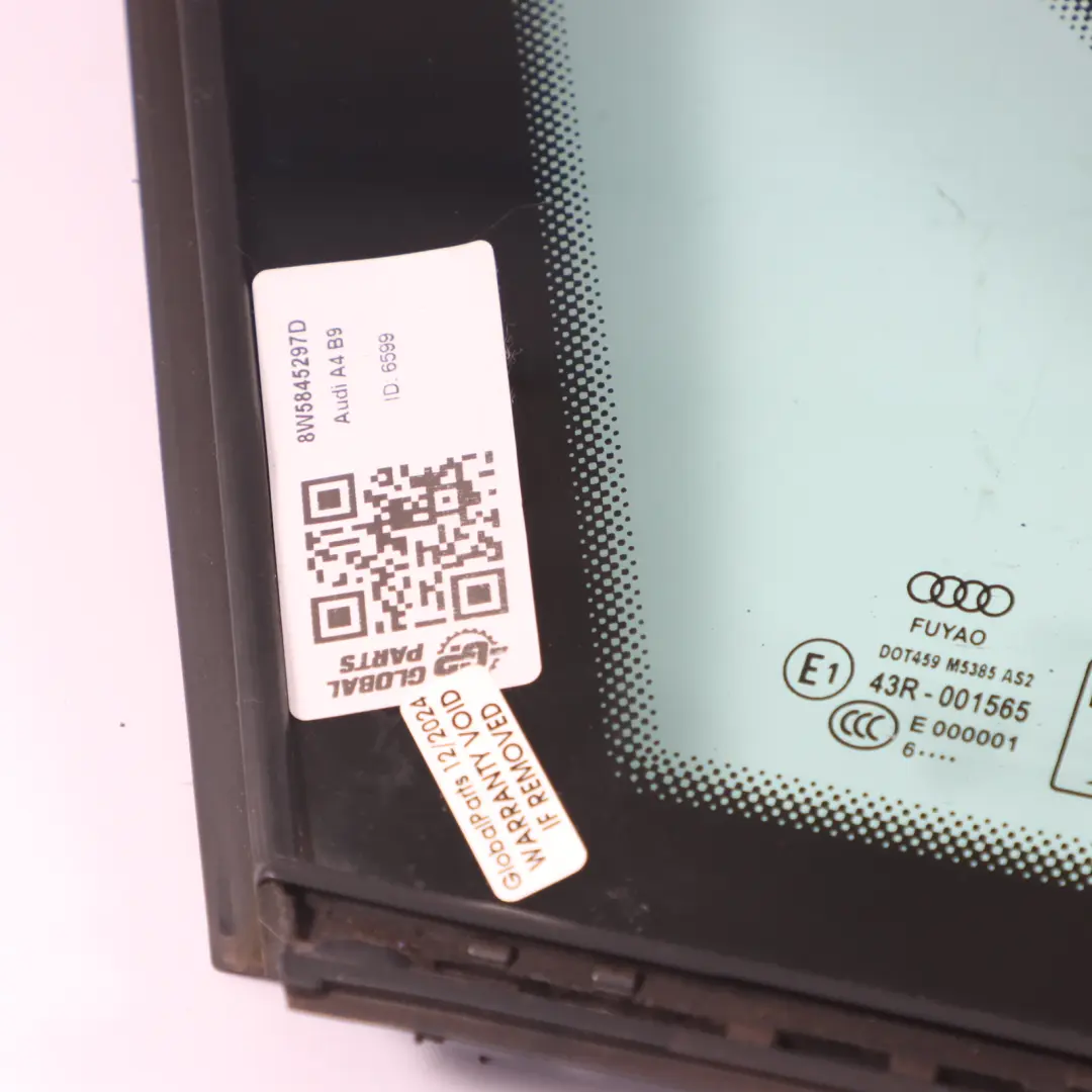 Quarter Triangle Side Window Glass Left N/S AS2 to Audi A4 B9 Rear with Part number 8W5845297D Audi A4 B9 Rear Quarter Triangle Side Window Glass Left N/S AS2 - SKU 8W5845297D - Part number 8W5845297D
