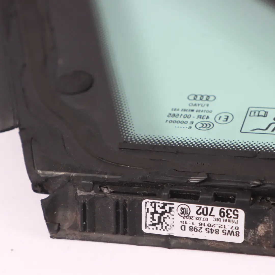 cuarto trasero lateral ventana vidrio derecho AS2 para Audi A4 B9 con número de pieza 8W5845298D Audi A4 B9 cuarto trasero lateral ventana vidrio derecho AS2 - SKU 8W5845298D - Número de pieza 8W5845298D