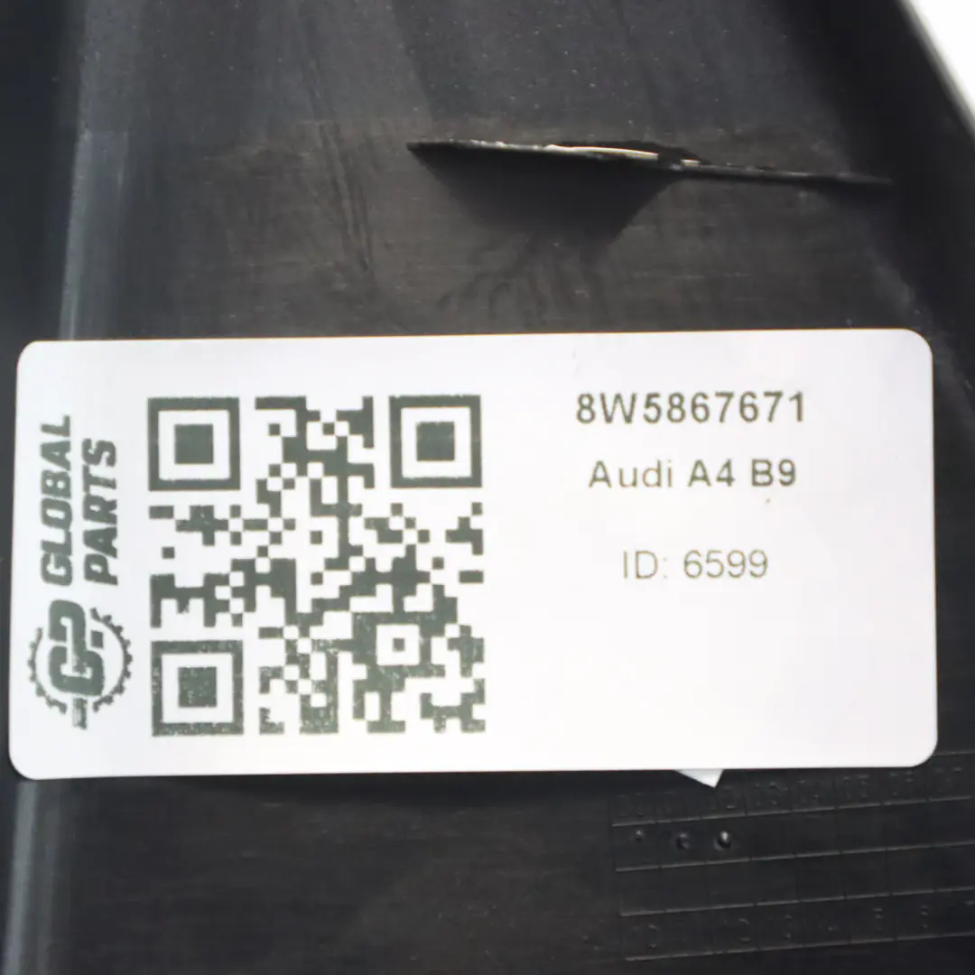 Audi A4 B9 Marco Interior Ventana Puerta Trasera Izquierda Tapa Guía - SKU 8W5867671 - Número de pieza 8W5867671
