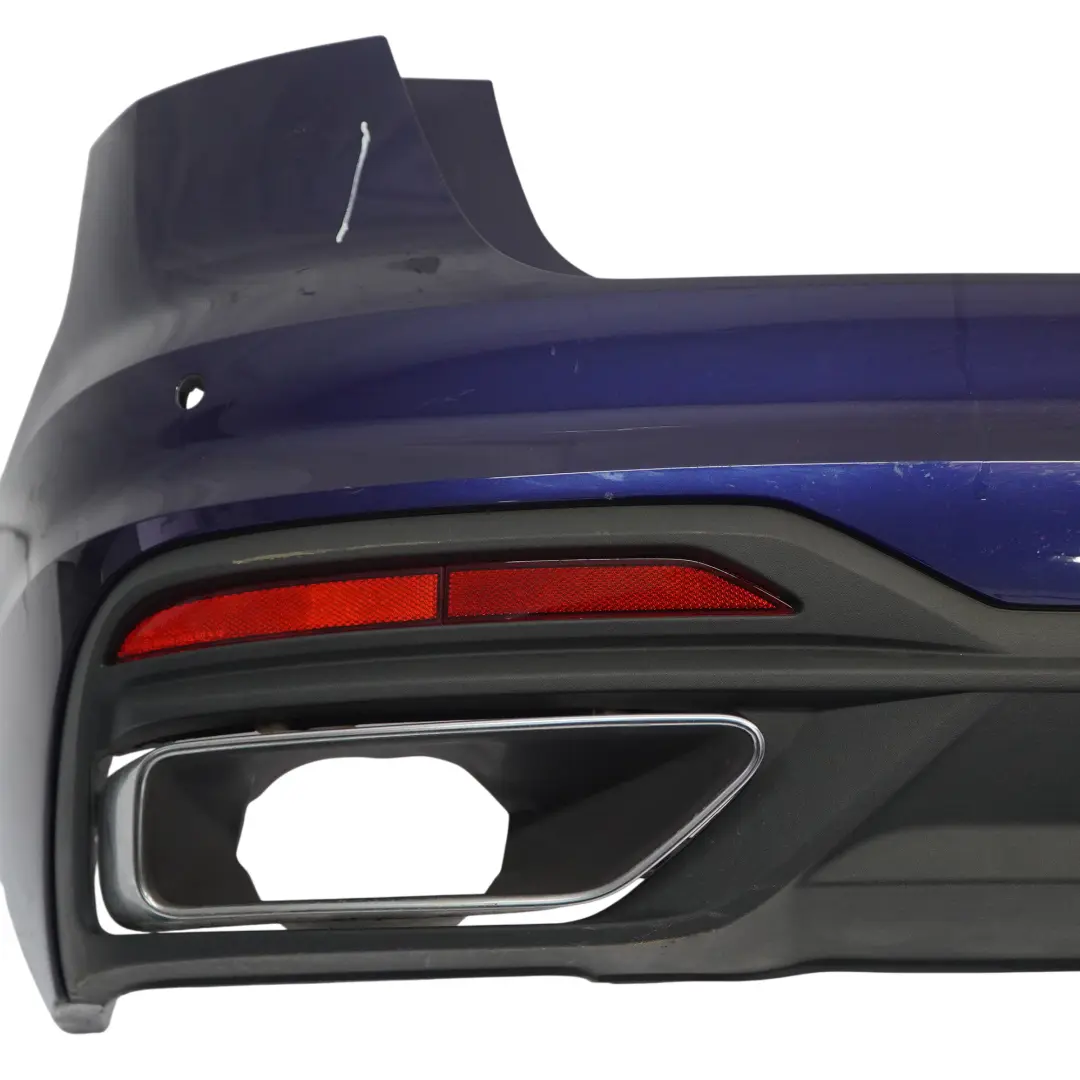 Bumper Trim Panel Covering Navarra Blue Metallic - X5H to Audi A4 B9 Avant Rear with Part number 8W9807067Q Audi A4 B9 Avant Rear Bumper Trim Panel Covering Navarra Blue Metallic - X5H - SKU 8W9807067Q-NAB - Part number 8W9807067Q