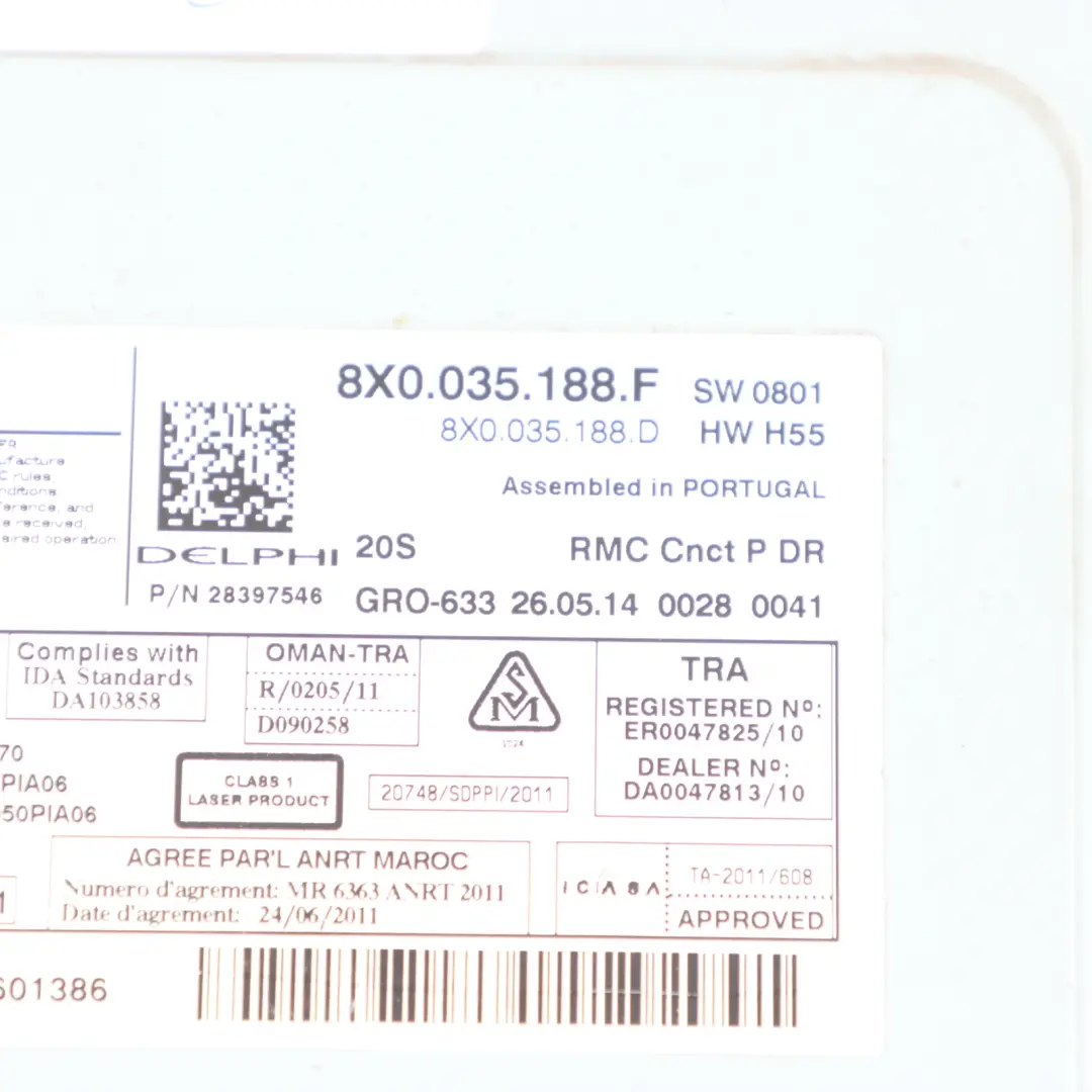 Multimedia MMI Radio SD Player Stereo Sat Nav Head Unit to Audi A1 8X with Part number 8X0035188F Audi A1 8X Multimedia MMI Radio SD Player Stereo Sat Nav Head Unit - SKU 8X0035188F - Part number 8X0035188F