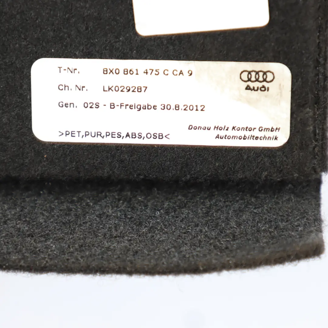 Audi S1 8X Tapis Coffre Tapis Plancher Couvre Panneau Arrière - SKU 8X0861475C - Numéro de pièce 8X0861475C