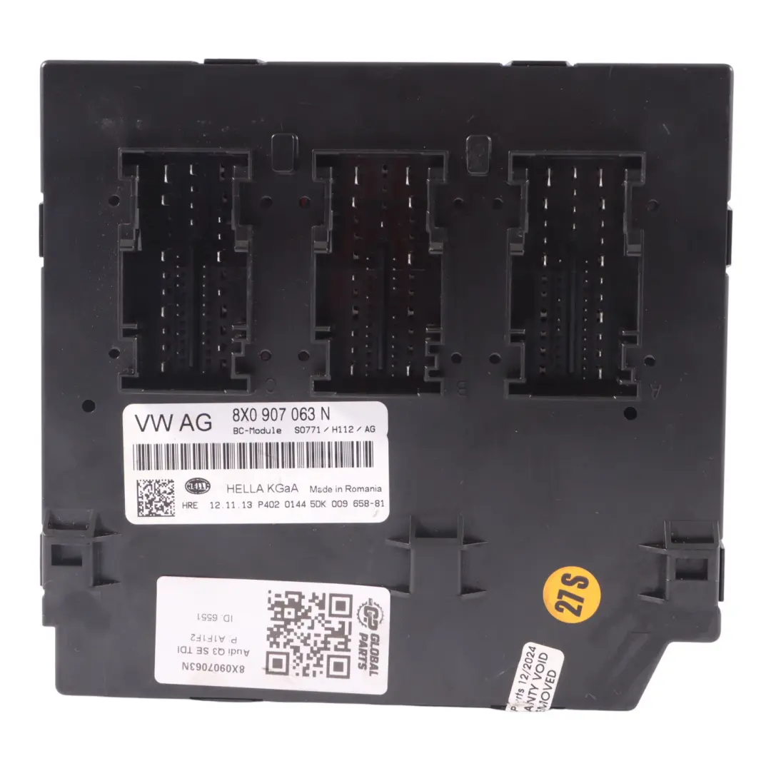 Body Control Unit Module ECU Audi Q3 8U A1 8X BCM - SKU 8X0907063N - Part number 8X0907063N