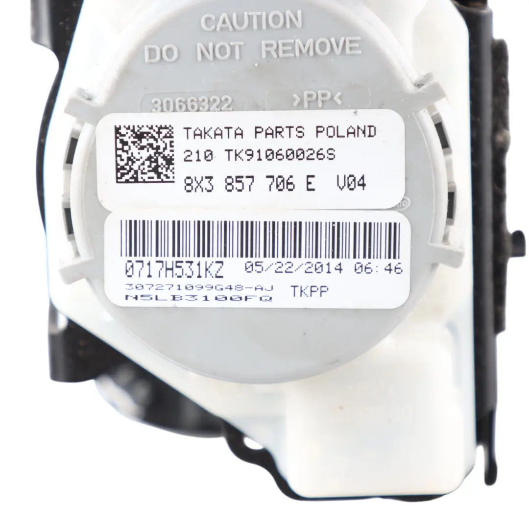 Audi A1 8X Sicherheitsgurt Vorne Rechts Gurt Schwarz - SKU 8X3857706E - Teilenummer 8X3857706E