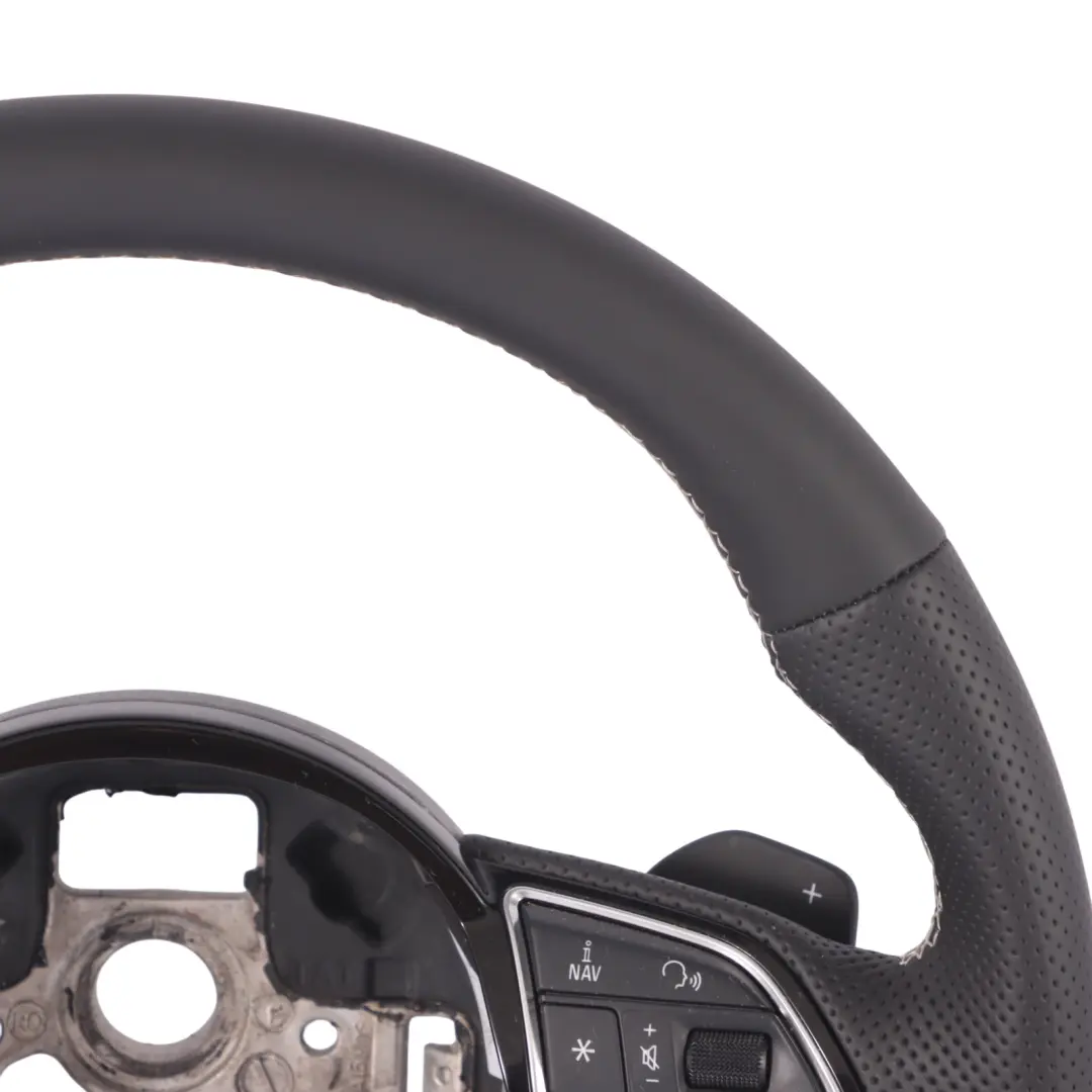 Audi A6 C7 S-Line NEW Black Leather Steering Wheel Flat Bottom - SKU 8XA419091F-1 - Part number 8XA419091F