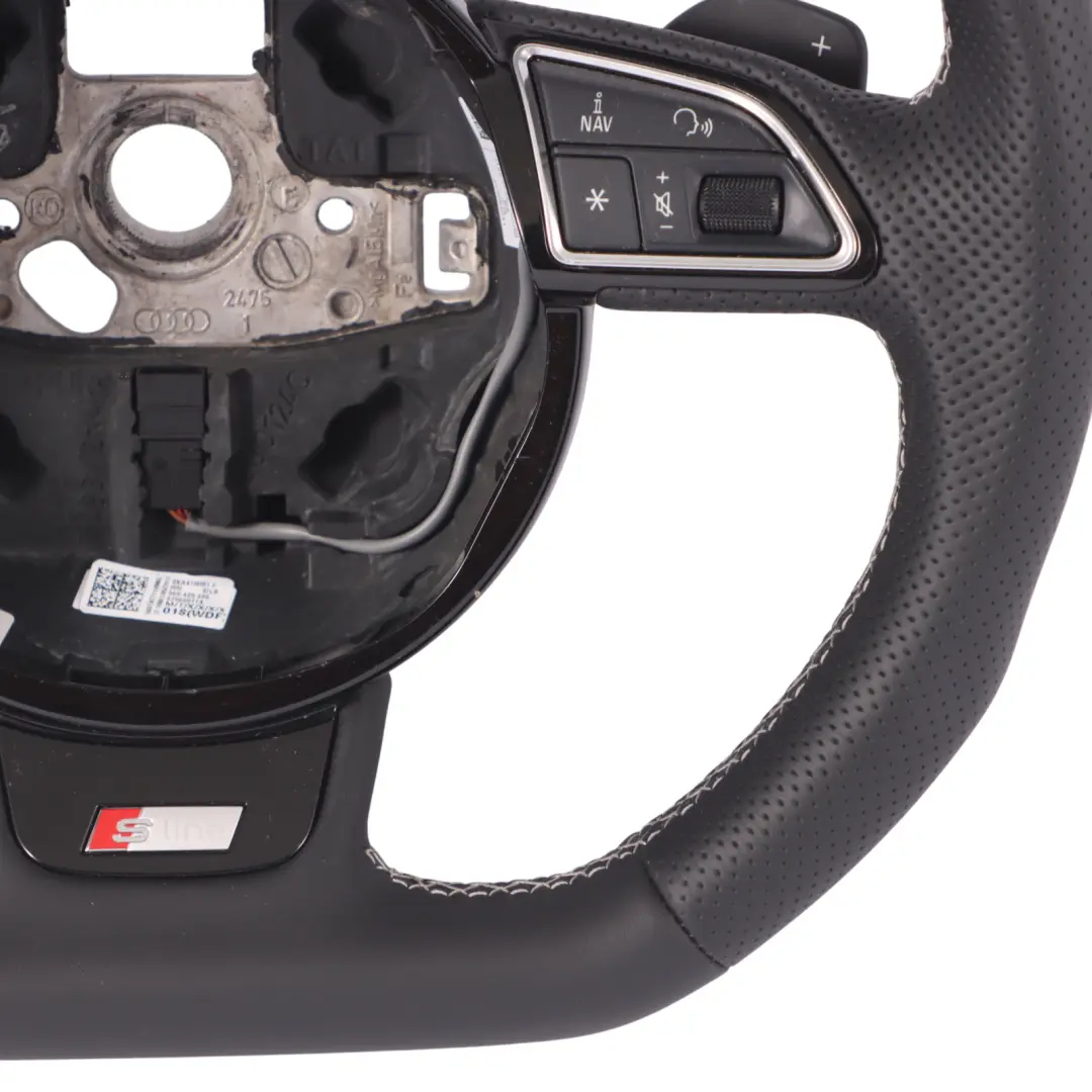 Audi A6 C7 S-Line NEW Black Leather Steering Wheel Flat Bottom - SKU 8XA419091F-1 - Part number 8XA419091F