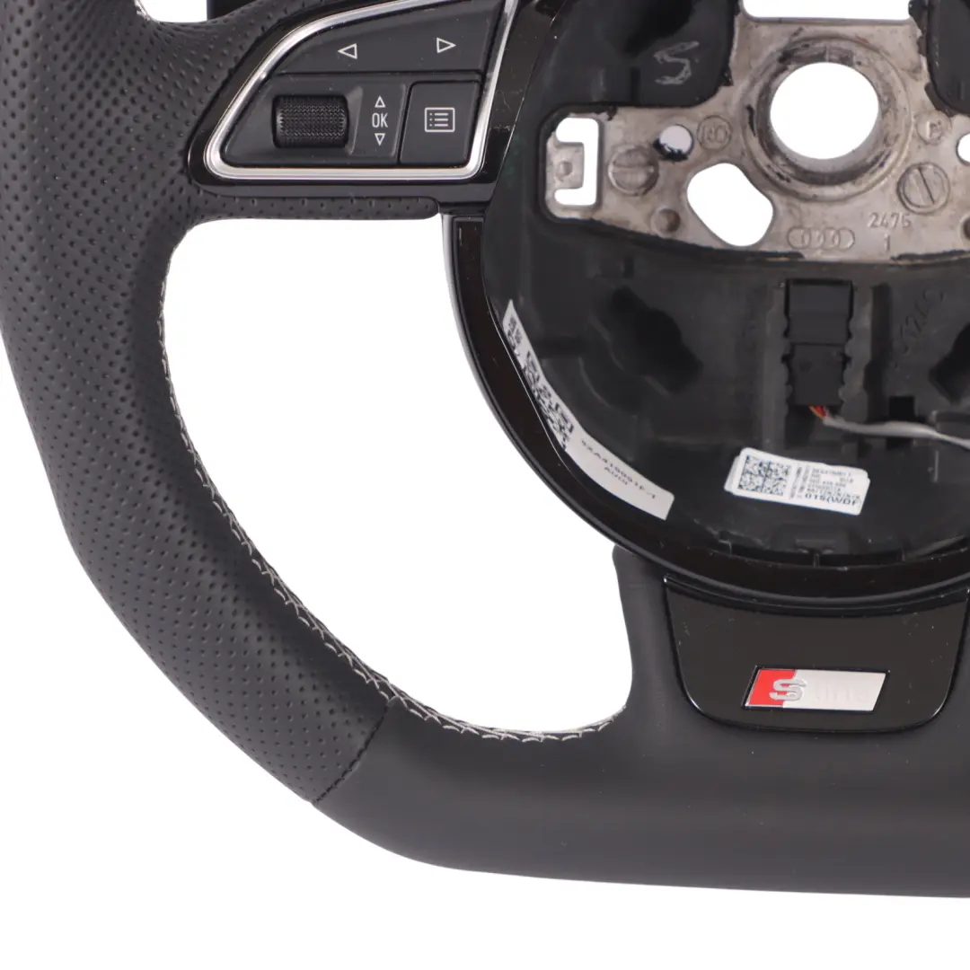 Audi A6 C7 S-Line NEW Black Leather Steering Wheel Flat Bottom - SKU 8XA419091F-1 - Part number 8XA419091F