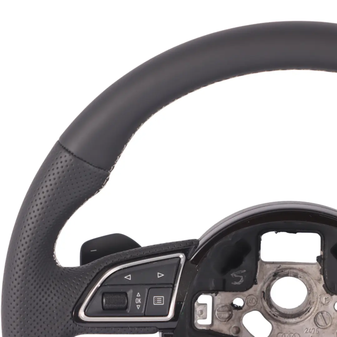 Audi A6 C7 S-Line NEW Black Leather Steering Wheel Flat Bottom - SKU 8XA419091F-1 - Part number 8XA419091F