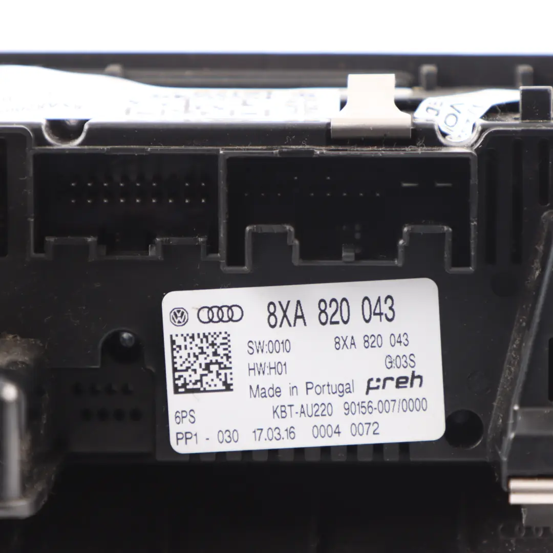 Audi A1 S1 8X Unità Controllo Climatizzatore Pannello Pulsante - SKU 8XA820043 - Numero di parte 8XA820043