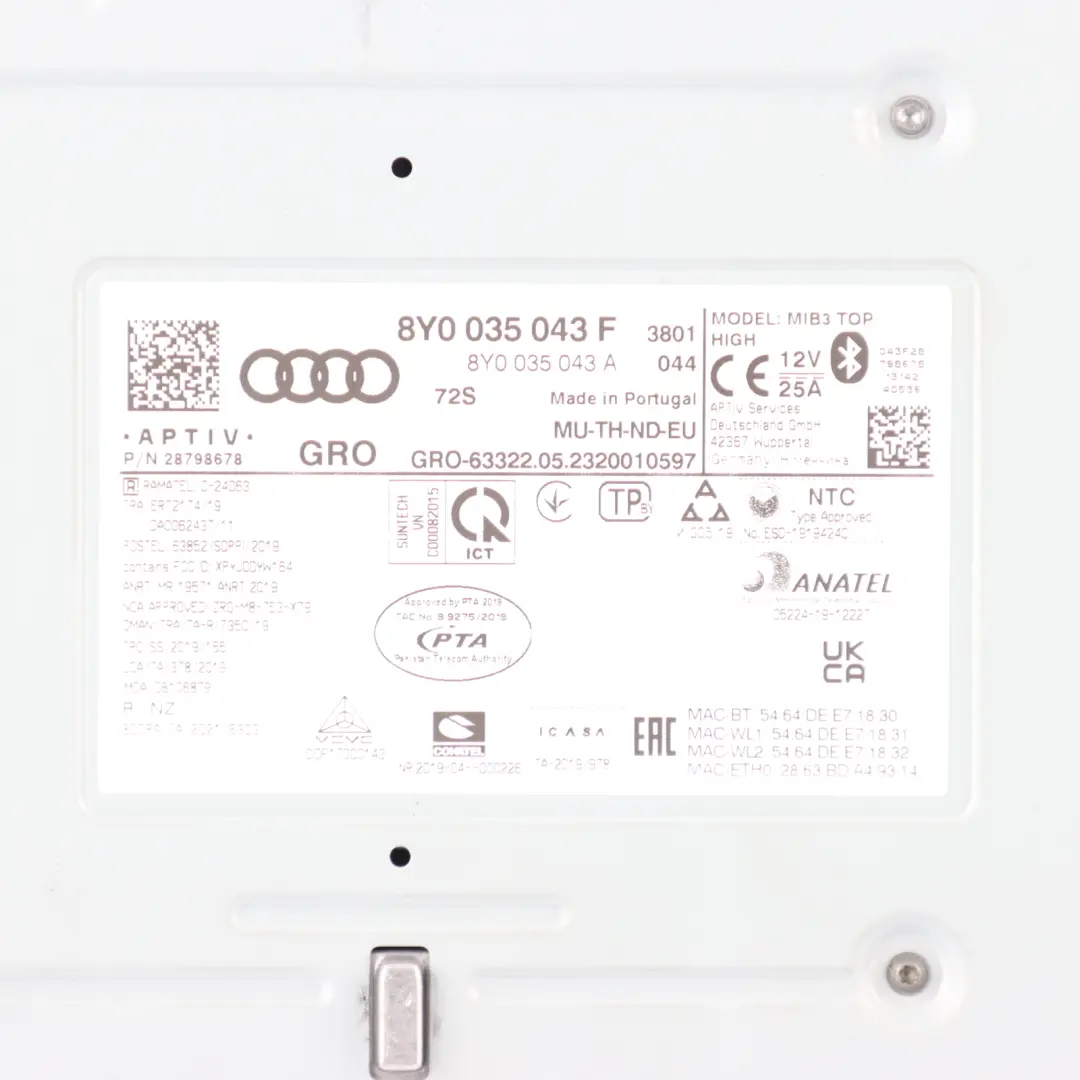 Audi S3 8Y Multimedia Radio CD Player Bluetooth Control Head Unit - SKU 8Y0035043F - Part number 8Y0035043F