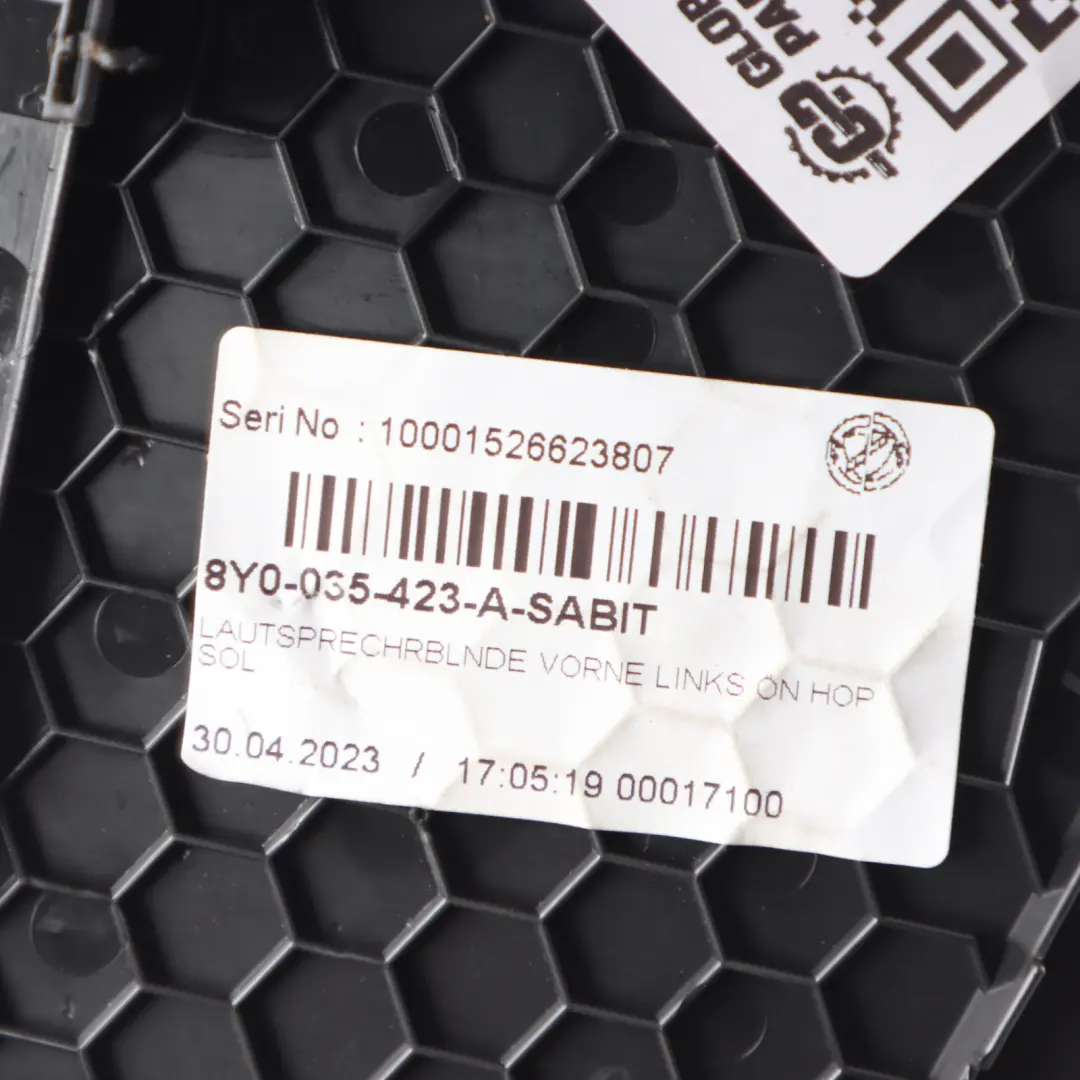 8Y Cubre Altavoz Negro Soul Delantero Izquierdo para Audi A3 S3 RS3 con número de pieza 8Y0035423A Audi A3 S3 RS3 8Y Cubre Altavoz Negro Soul Delantero Izquierdo - SKU 8Y0035423A - Número de pieza 8Y0035423A