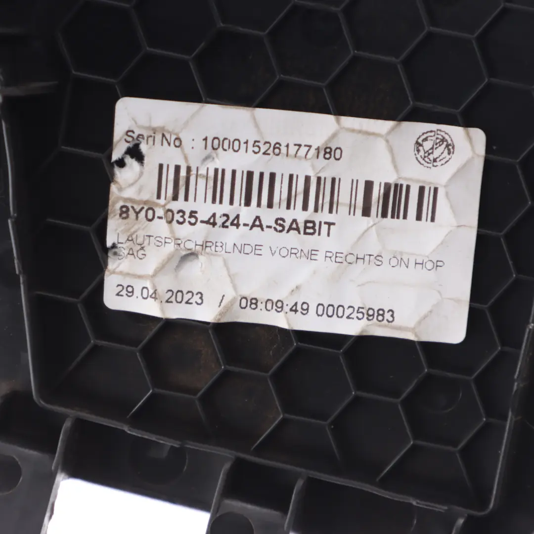 Audi A3 S3 RS3 8Y Rivestimento Altoparlante Anteriore Destro Anima Nera - SKU 8Y0035424A - Numero di parte 8Y0035424A