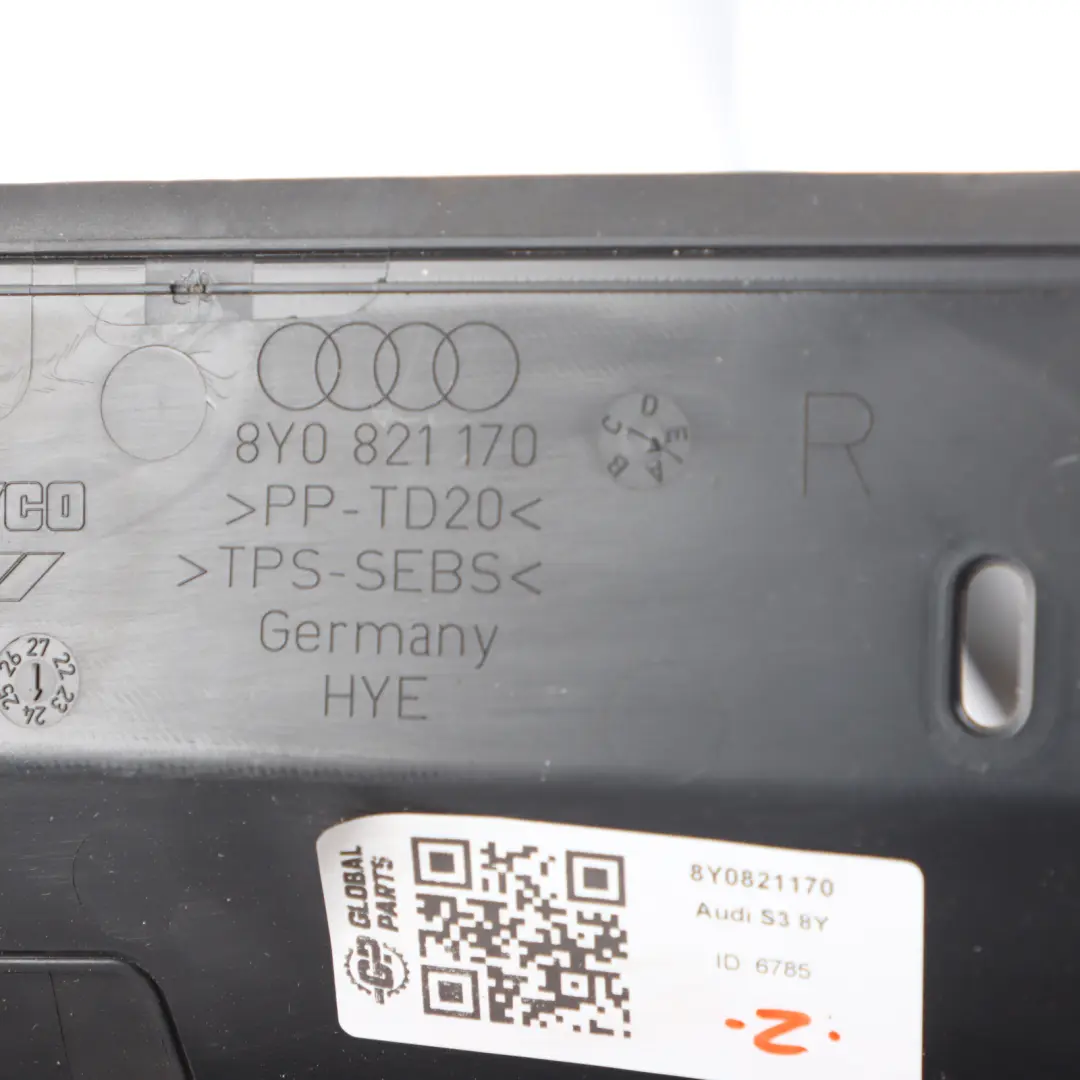 8Y Scuttle Panel Cover Front Right O/S Windscreen Trim to Audi S3 with Part number 8Y0821170 Audi S3 8Y Scuttle Panel Cover Front Right O/S Windscreen Trim - SKU 8Y0821170 - Part number 8Y0821170