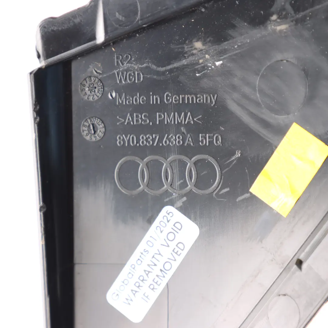 Audi A3 S3 RS3 8Y Front Right O/S Corner Trim Cover High Gloss - SKU 8Y0837638A - Part number 8Y0837638A