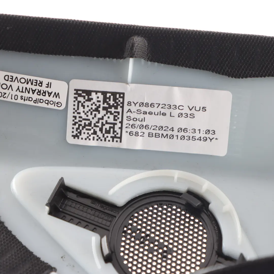 8Y Pillar-A Trim Cover Panel Soul Black Front Left N/S to Audi A3 S3 with Part number 8Y0867233C Audi A3 S3 8Y Pillar-A Trim Cover Panel Soul Black Front Left N/S - SKU 8Y0867233C - Part number 8Y0867233C