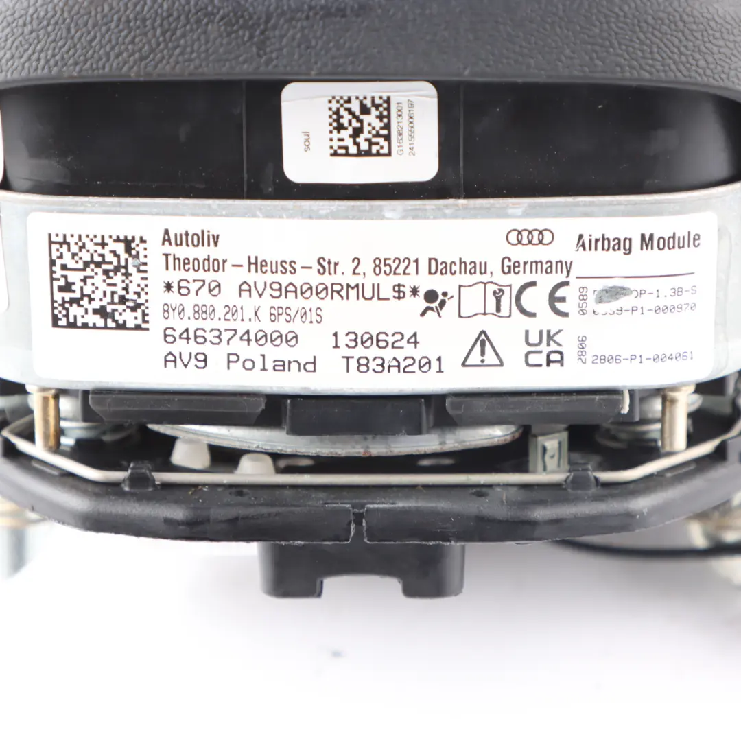 Audi S3 8Y Steering Wheel Driver Air Module Unit DAMAGED - SKU 8Y0880201K-1 - Part number 8Y0880201K