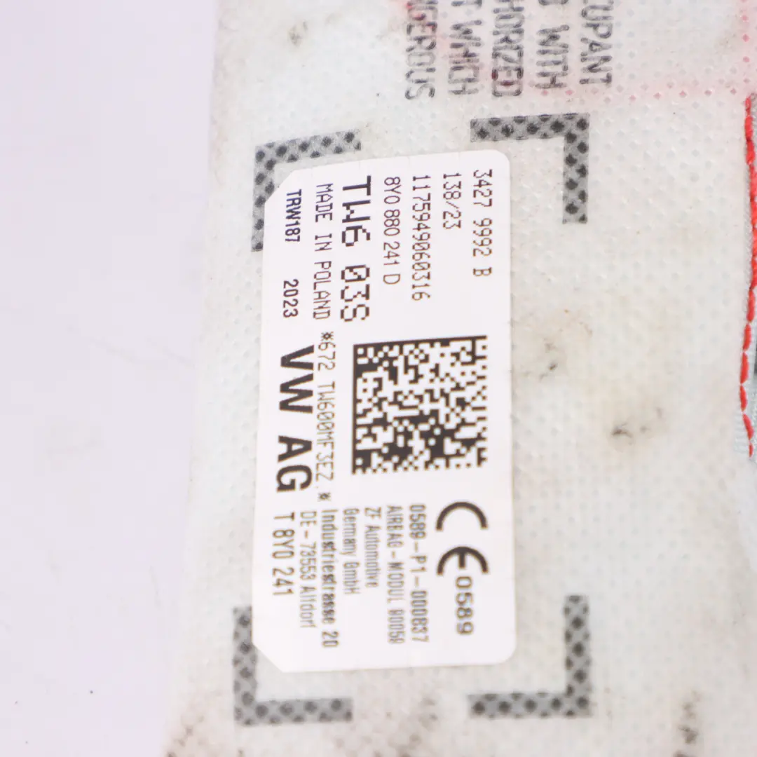 8Y Module d'air latéral Siège avant gauche SRS pour Audi S3 à propos du numéro de pièce 8Y0880241D Audi S3 8Y Module d'air latéral Siège avant gauche SRS - SKU 8Y0880241D - Numéro de pièce 8Y0880241D
