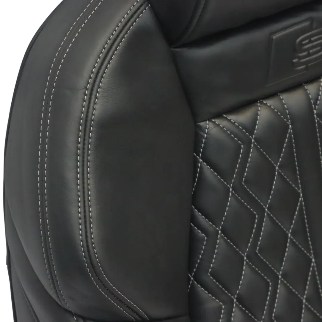Audi S3 8Y Sport Seat Backrest Front Right O/S Heated Leather Soul Black Grey - SKU 8Y0881802K - Part number 8Y0881802K