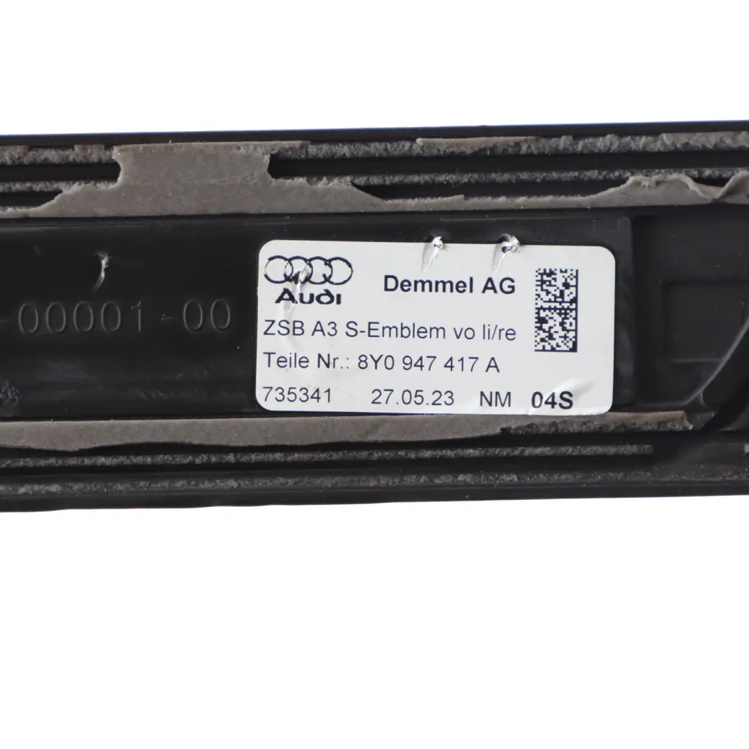 8Y Delantera S line Embellecedor Umbral Izquierda Derecha para Audi S3 con número de pieza 8Y0947417A Audi S3 8Y Delantera S line Embellecedor Umbral Izquierda Derecha - SKU 8Y0947417A - Número de pieza 8Y0947417A
