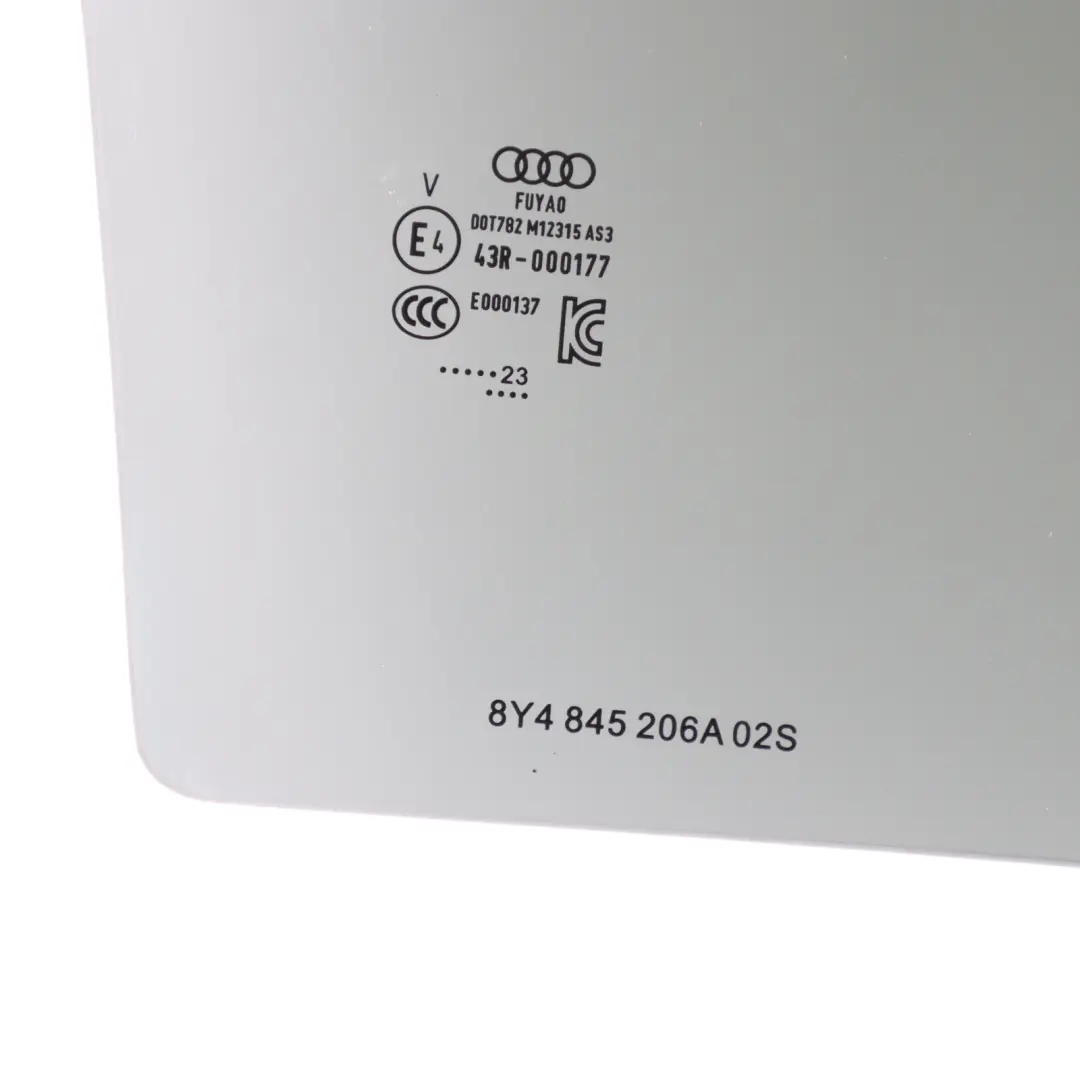 8Y Door Window Glass Glazing Rear Right O/S AS3 to Audi A3 with Part number 8Y4845206A Audi A3 8Y Door Window Glass Glazing Rear Right O/S AS3 - SKU 8Y4845206A - Part number 8Y4845206A